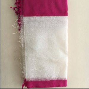 Fab India Chanderi Silk Pink & White Dupatta